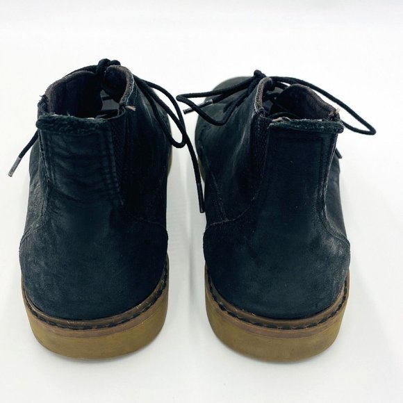 Reef Men\'s Black Lace-Up Leather Chukka Boots Casual, Sole 12.25\